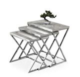 Çapraz Metal Ayak 3'Lü Zigon Sehpa