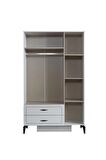 Çizgi 3 Kapılı 2 Çekmeceli Gardırop Elbise Dolabı 120x47x200