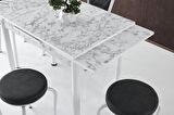 Smart Mutfak Masa 2 Sandalye 2 Tabure Set 60x90cm