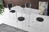 Smart Mutfak Masa 2 Sandalye 2 Tabure Set 60x90cm