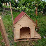 Reyo Pet Suya Soğuğa Dayanıklı Lüks Büyük Boy Ahşap Köpek Kulubesi Sokak Köpek Evi Kırmızı Çatılı 100x100x78 cm