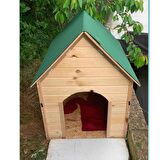 Reyo Pet Suya Soğuğa Dayanıklı Lüks Büyük Boy Ahşap Köpek Kulubesi Sokak Köpek Evi Yeşil Çatılı 100x100x78 cm
