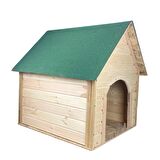 Reyo Pet Suya Soğuğa Dayanıklı Lüks Büyük Boy Ahşap Köpek Kulubesi Sokak Köpek Evi Yeşil Çatılı 100x100x78 cm