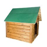 Reyo Pet Suya Soğuğa Dayanıklı Lüks Büyük Boy Ahşap Köpek Kulubesi Sokak Köpek Evi Yeşil Çatılı 100x100x78 cm Ceviz