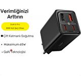 Baseus 4in1 GAN 6 Pro 65W 2x USB, 2x PD Type C Şarj Aleti, 1mt 100W Type C Kablolu Şarj Aleti, Voltaj Korumalı