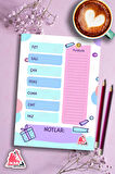 Haftalık Planlayıcı Hatırlatıcı | Weekly Planner Note, Günlük Ajanda,Aylık Defter | A5 50Syf 15*21cm