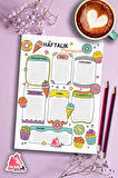 Haftalık Planlayıcı Hatırlatıcı | Weekly Planner Note, Günlük Ajanda,Aylık Defter | A5 50Syf 15*21cm