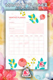 Monthly Planner Note | Aylık Hatırlatıcı Planlayıcı, Haftalık Ajanda, Aylık Defter | A5 50Syf 15*21cm