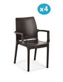 Omnipazar SY-2502 Plastik Eve Bahçe Koltuk Sandalye 4'lü Set