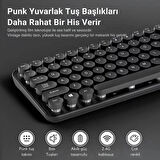 Polham 2.4Ghz Kablosuz Retro Klavye ve Mouse Seti, Tak Çalıştır Tüm Cihazlara Uyumlu Klavye Mouse Seti