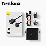 Baseus 1 Metre 2500W EU, UK Çevirici Şarj Adaptörü,Ultra Hızlı Akım Korumalı,Isınmaz Power Strip 1AC