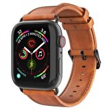 Polham Hermes Loop Deri Apple Watch 38-40-41MM Kordon Kayış, Ultra Hafif, Çelik Tokalı Kayış