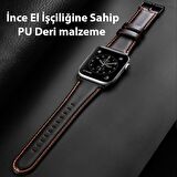 Polham Hermes Loop Deri Apple Watch 38-40-41MM Kordon Kayış, Ultra Hafif, Çelik Tokalı Kayış