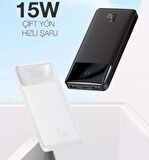 Baseus Dijital Led Göstergeli 20000 mAh Hızlı Şarj Powerbank Beyaz 