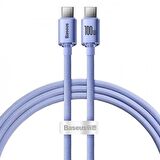 BASEUS 1.2mt Led Işıklı Örgülü 100W Type-C to Type-C Hızlı Şarj Kablosu Samsung Huawei Şarj