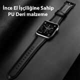 Polham Hermes Loop Deri Apple Watch Uyumlu 42-44-45MM Kordon Kayış, Ultra Hafif, Çelik Tokalı Kayış 