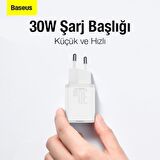 Baseus Type-C 30 Watt Hızlı Şarj Aleti Beyaz