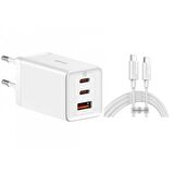 Baseus Type-C 65 Watt Hızlı Şarj Aleti Beyaz