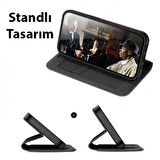 Polham Standlı Cüzdanlı İphone 14 Plus 6.7 Uym Kapaklı Ful Korumalı Kılıf, PU Deri Manyetik Kapak