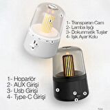 Polham 2in1 Bluetooth Hoparlör ve Gece Lambası, Ayarlanabilir Işık Dereceli Şarjlı Taşınabilir Lamba