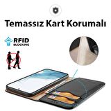 Polham Samsung Galaxy S23 Uyumlu Cüzdan Tipi Deri Kılıf, Kart Bölmeli Mıknatıslı Kapaklı Kılıf