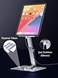 Polham Ultra Sağlam Alüminyum Kaydırmaz Tabanlı Masa Üstü Tablet Standı, Yükseklik ve Açı Ayarlı