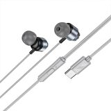 Polham HC Type C Kablolu Mikrofonlu Kulaklık, HİFİ Ses, HD Mikrofonlu Type C Kulaklık, Silikon Uçlu Kulakiçi Kulaklık