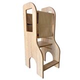 Reyo Öğrenme Kulesi, Montessori Tower, Aktivite Basamağı Yükseklik Ayarlı Naturel MDF Bej