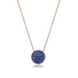Lacivert Taşlı Rose Altın Kaplama 10.8 mm Yuvarlak Gümüş Kolye
