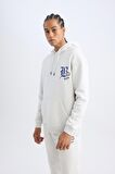 DeFactoFit NBA Brooklyn Nets Comfort Fit Rahat Kalıp Kapüşonlu Kalın Sırt Baskılı Sweatshirt D3222AX24WNGR493