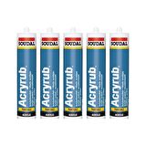 5 ADET Soudal Acryrub Silikonize Mastik 500 Gram Antrasit Gri