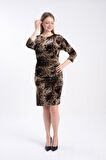 MODATALİKA Kadın Kadife Leopar Baskılı Elbise