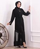 MODATALİKA Kadın Tüllü Kemerli Tesettür Abaya Elbise