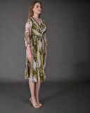 Modatalika Kadın Midi Boy Şifon Desenli Truvakar Kol Yeni Sezon Elbise