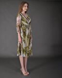 Modatalika Kadın Midi Boy Şifon Desenli Truvakar Kol Yeni Sezon Elbise