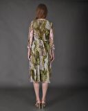 Modatalika Kadın Midi Boy Şifon Desenli Truvakar Kol Yeni Sezon Elbise