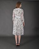 Modatalika Kadın Midi Boy Desenli Truvakar Kol Kemer Detaylı Yeni Sezon Elbise