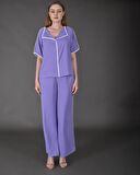 Modatalika Kadın Biye Detaylı Krep Kumaş Yeni Sezon İkili Takım