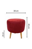 DTM HOME Ahşap Ayaklı Dekoratif Bordo Puf