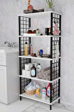 5 Raflı Çevir-Kur Raf Ünitesi | Telli Metal Gövdeli Organizer | Banyo, Mutfak, Balkon, Antre Uyumlu