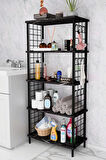 5 Raflı Çevir-Kur Raf Ünitesi | Telli Metal Gövdeli Organizer | Banyo, Mutfak, Balkon, Antre Uyumlu