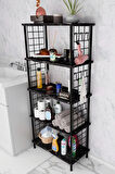 5 Raflı Çevir-Kur Raf Ünitesi | Telli Metal Gövdeli Organizer | Banyo, Mutfak, Balkon, Antre Uyumlu