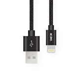 Deji iPhone 5/ 5s/ 6/ 6s/ 7 / Plus / Se 1 2 3 Nesil Hızlı Şarj Kablosu Usb to Lightning Örgülü Siyah