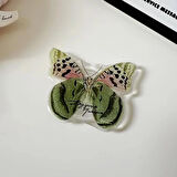 Microcase 3D Kelebek Tasarımlı 3M Yapıştırmalı El Parmak Tutucu Cep Telefonu Tutacağı Popsocket - YEŞİL AL5247