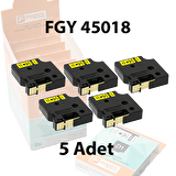 Foogy Dymo D1 Muadili Etiket Plastik Sarı - 12 mm x 7 mt - 45018 - Eko Paket 5 li