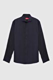 Slim Fit Lacivert Italyan Yaka Dar Kesim Klasik Kravatlık Uzun Kollu Kolay Ütülenebilir Ne 2HF02ORT5185