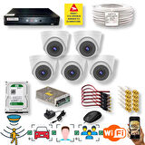 5 Kameralı Set - Araç İnsan Yüz Hareket Algılayan 1080P 5 MP Sony Lens 6 SMART LED Dome Güvenlik Kamerası Seti D206SL-1