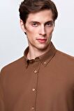 Slim Fit Vizon Armürlü Düğmeli Yaka Pamuklu Gömlek 1HC02ORT96265