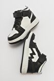 mnpc Unisex Çocuk Siyah-Beyaz Hakiki Deri Anatomik Sneakers Bot