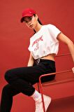 DeFactoFit Crop Bisiklet Yaka Baskılı Sporcu Kısa Kollu Tişört B8967AX24SMWT80
